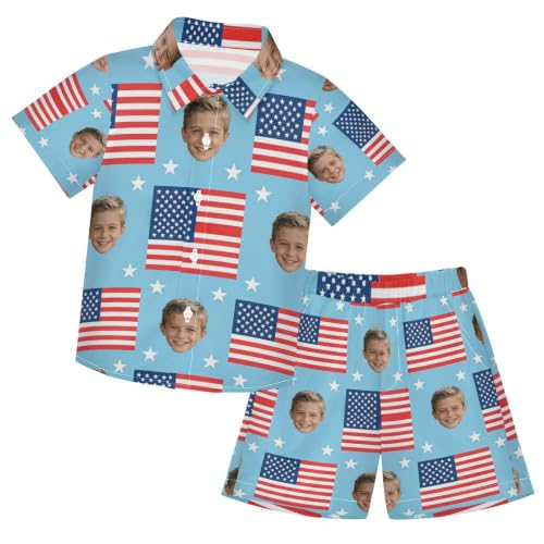 Image of 3T Toddler Boy Shorts Set Teal Hawaiian Button Down Shirts Summer Outfits for Little Boy