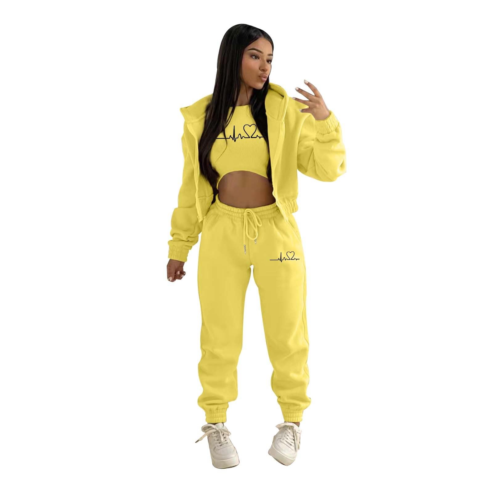 Cocila Calzas Deportivas Mujer Chándal Casual para Mujer Otoño E Invierno Top Chaleco Conjunto De Pantalón Moda Color Sólido Cremallera Sudadera con Capucha Pantalones Conjunto Entero Mujer Apertur