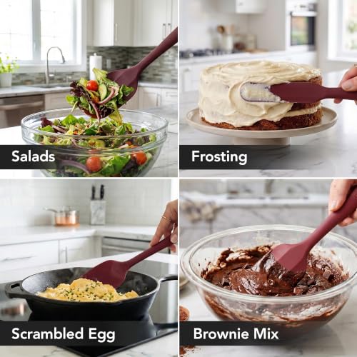 Image of OVENTE Silicone Spatula Set of 5, Heat Resistant, Red SP12305R | Food Grade Rubber Spatula, BPA-Free and Dishwasher Safe, Nonstick Kitchen Utensils for Baking, Cooking and Mixing