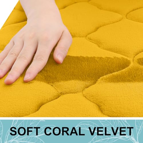 Image of OLANLY Memory Foam Bath Mat Rug 47x20, Ultra Soft Non Slip and Absorbent Bathroom Rug, Machine Wash Dry, Comfortable, Thick Bath Rug Carpet for Bathroom Floor, Tub and Shower, Yellow
