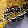 murtoo Bracelet for Man Cowhide Genuine Leather Women Unisex Cuff Wrap Bracelet Brown Black Multi-Layer Magnetic Clasp Rope Wristband (Black, 8.7'') #1