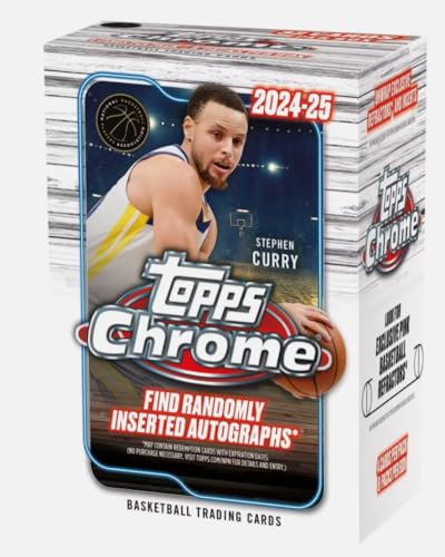 2024-25 Topps Chrome Basketball Factory Sealed Blaster Box (8 Packs of 4 Cards) Look for Exclusive Refractors and Inserts.