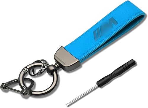 QOMAGO Llavero de coche con logotipo de M Alcántara llavero de aleación de cuero conjunto Decoración de moda