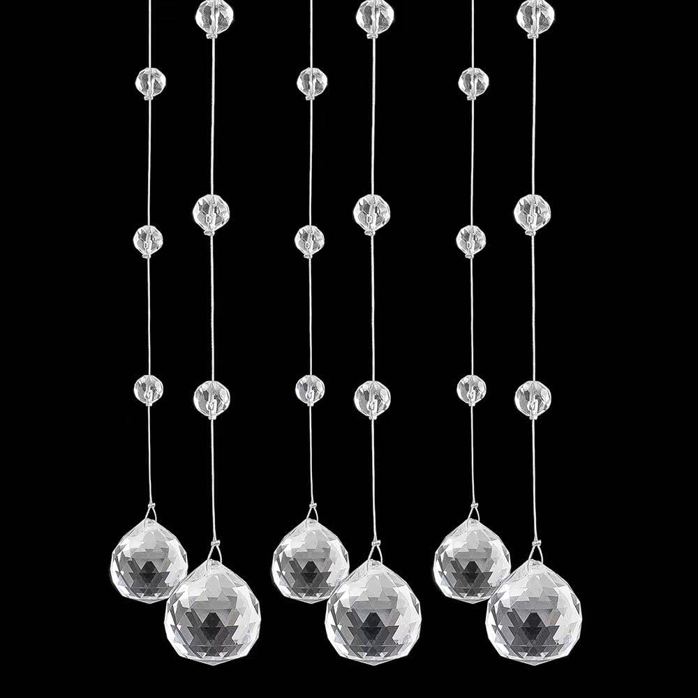 Crystal Beaded Strands Clear Glass Beads Curtain Hanging Wedding Props Decor Curtain Chandelier Door String Hanging Ceiling Decoration Accessories Christmas Tree Ornaments (6.5 Feet*5pcs) Crystal Beaded Strands Clear Glass Beads Curtain Hanging Wedding Props Decor Curtain Chandelier Door String Hanging Ceiling Decoration Accessories Christmas Tree Ornaments (6.5 Feet*5pcs)