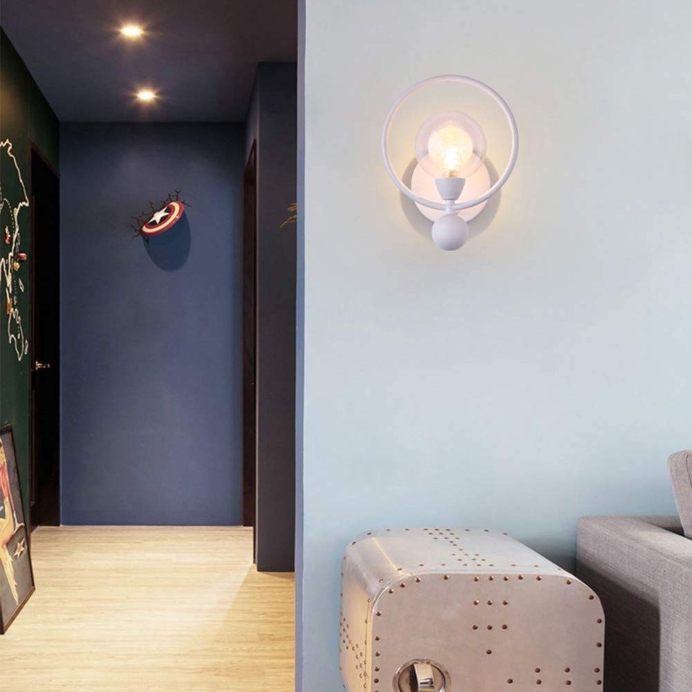 Creativo Anello Bianco Decorazione in Metallo Lampada da Parete semplicità Moderna Ristoranti Lampada da Parete per Interni Comodino Soggiorno Cucina Sala Studio Corridoio Sconce G9