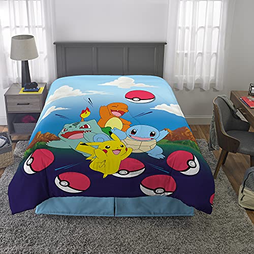Image of Pokemon Kids Bedding Super Soft Microfiber Reversible Comforter, Twin /Full, (Officially Licensed Product) by Franco