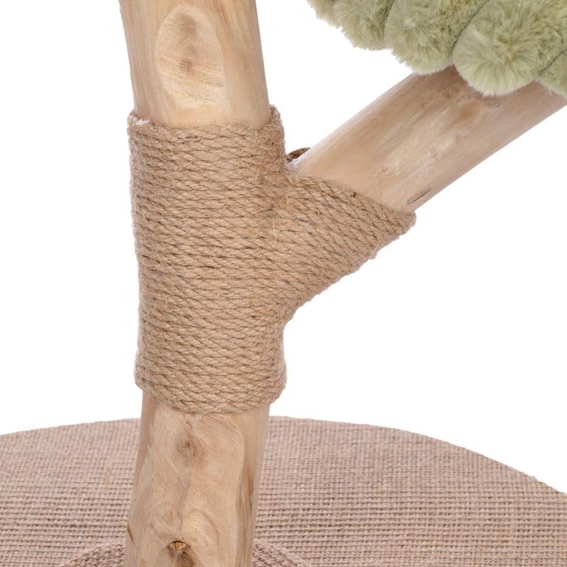 TIAKI Nature Kratzbaum Flora | Kompakter Kratzbaum für Katzen | gepolstertes Kuschelbett mit gewölbten Blütenblättern | mit Sisal umwickelter Holz-Stamm | Höhe: 63cm