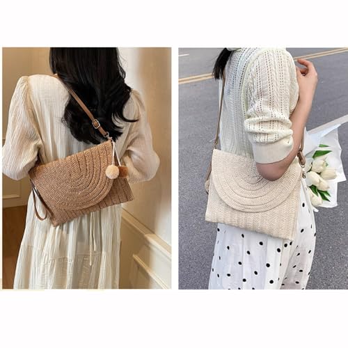 Handmade Woven Shoulder Bag Tassel Hollow Design Beach Vacation Can Be Used As Women's Handbag and Crossbody Bag Straw Bag3
