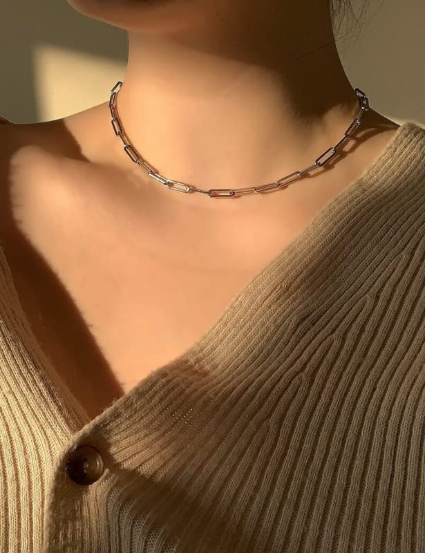 925 Sterling Silver Clasp Paperclip Chain 2/3/4/5mm Necklace for Women Men Silver Link Chain Necklace for Women 16/18/20/22/24/26/30 Inches3