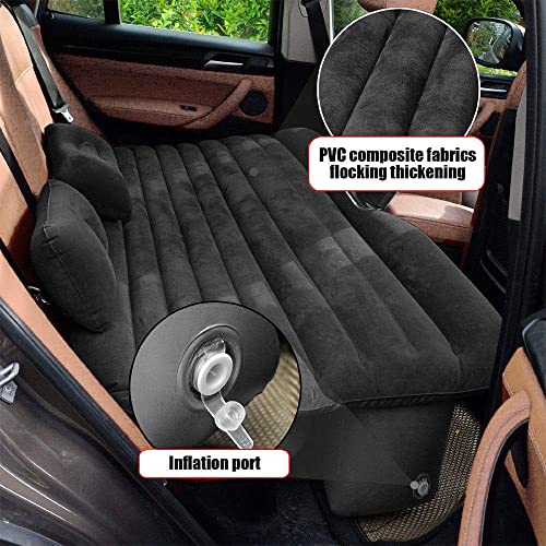 Image of Brogbus RAF Car Travel Vehicle Inflatable Cushion Mattress with Two Air Pillows, Car Air Pump and Repair Tikki for Car Travel (Black, 53.5 X 32.2 X 16.5 Inch) - Abs Plastic, King (U.K. Standard)