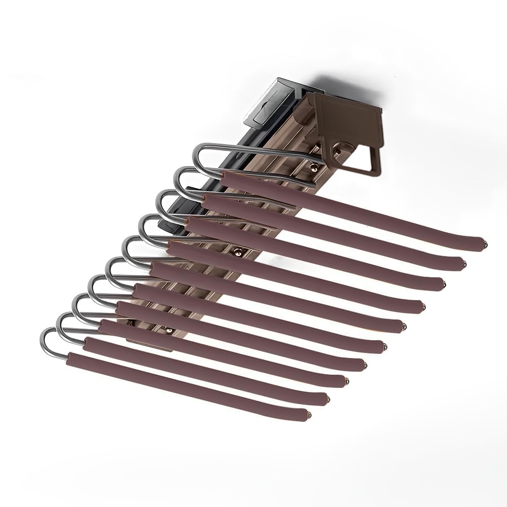 VOLO Soft Close Pull Out Pants Rack – Top Mounted Trouser Rack, Smooth Slide-Out Clothes Organizer for Wardrobe, Heavy Duty Mild Steel, 25 Kg Load Capacity, Brown Mocha, 18 Inch