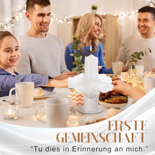Xialvyu Kerzenständer Kommunionkerze 4cm,Weiß Metall Kerzenhalter mit Tropfschutz,Taufkerzenständer Taufkerzenhalter Kommunion Deko für Taufkerze Taufkerzenständer Taufkerzenhalter