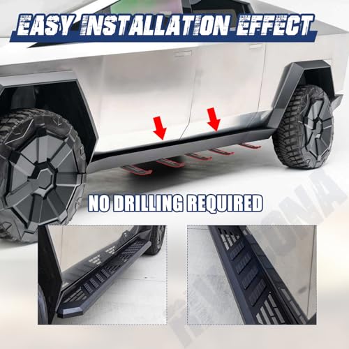 Estribos laterales para Tesla Cybertruck 2024-2026, acero negro miniatura 7