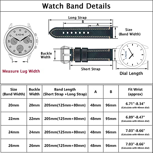 Eache Brown Leather Watch Bands For Men,24Mm Crazy Horse Leather Watch Straps,Genuine Leather Watchband For Men Dark Brown With Silver Buckle #TOP1