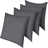 4 Pack Waterproof Grey Pillow Protectors Standard 20x26 Inches Smooth Zipper Premium Encasement Covers Quiet Cases Set