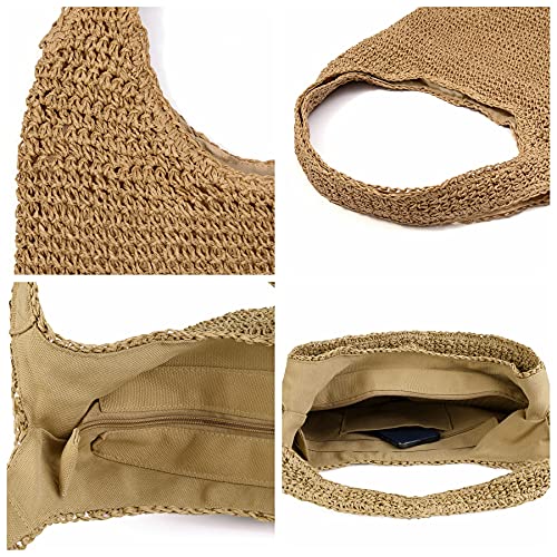 Bolso Tote de playa tejido a mano para mujer miniatura 4