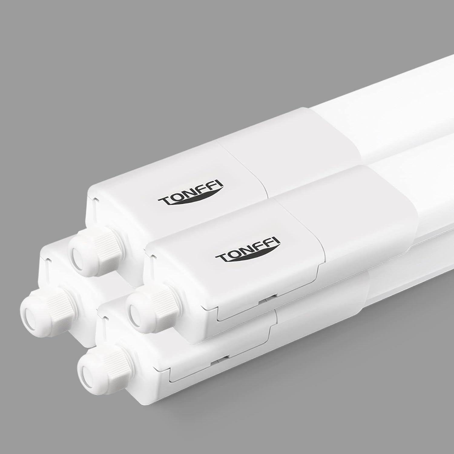 TONFFI 4 Stück LED Feuchtraumleuchte 150cm 60W 7000LM LED Deckenleuchte Röhre, Verknüpfbar Wannenleuchte Werkstattlampe Kellerlampe IP65 Wasserfest für Lager Garage Warenhaus Lampe, Neutralweiß 4000K