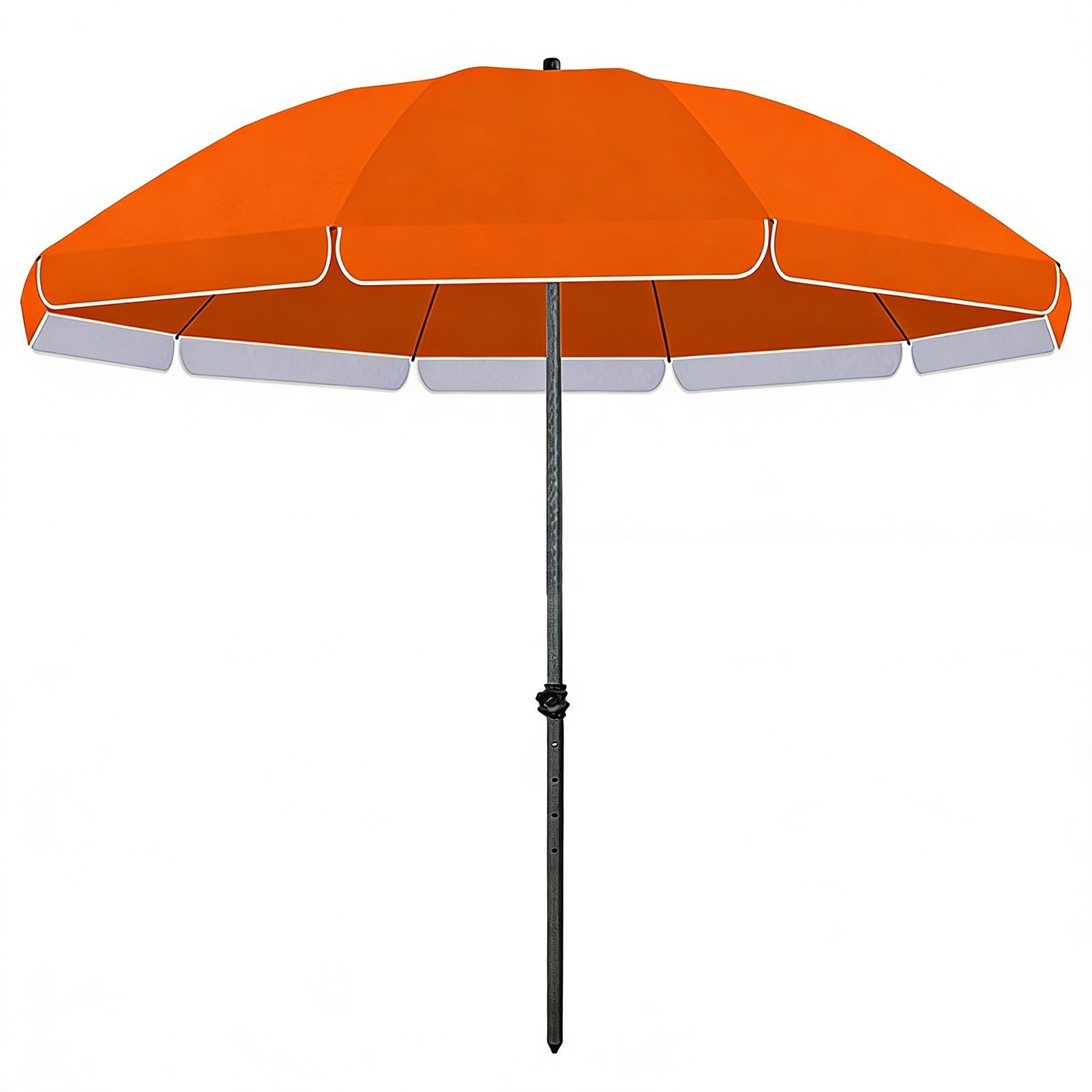 Ombrellone da spiaggia portatile arancione da 2,4 m con protezione UPF 50+, antivento, per giardino esterno, con copertura rotonda in poliestere.