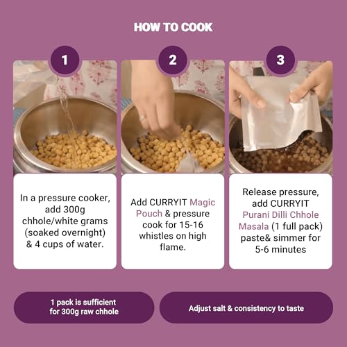 Image of CURRYiT Purani Dilli Chole Masala Curry Paste | Ready to Cook in 15mins | Just Add Kabuli Chana | Made with Ghee | No Preservatives | Enjoy with Chawal, Puri, Bhature | Indian Masala Wet Marinade 120g