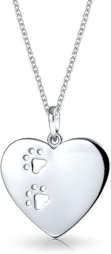 Miniatura 5 de Bling Jewelry Collar con colgante personalizado de BFF, animal mascota, perro, gato, cachorro, gatito, corazón, hueso de perro, huellas de patas,