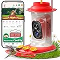 RichBird Smart Hummingbird Feeder with Camera Solar Powered, AI Identify, Instant Notification, Leakproof & Ant Moat, Outdoors Hanging, Idea Gift for Bird Lovers (20 oz)