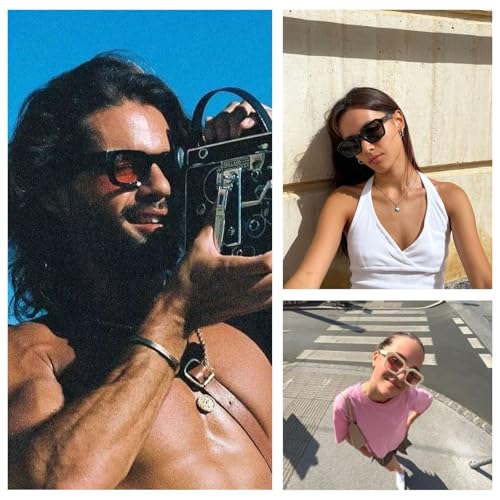 Image of Hanj Rectangle Retro Sunglasses for Women Men Vintage Square Sun Glasses Fashion Classic 90s Shades