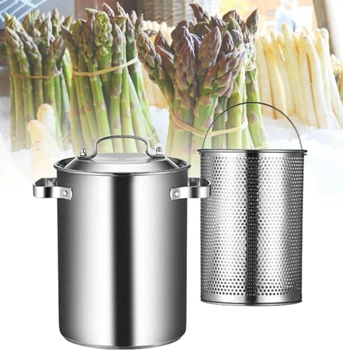 AYCDL Olla para Pasta De Acero Inoxidable 304, Vaporera para Espárragos con Colador para Restaurantes Y Cocinas Domésticas.