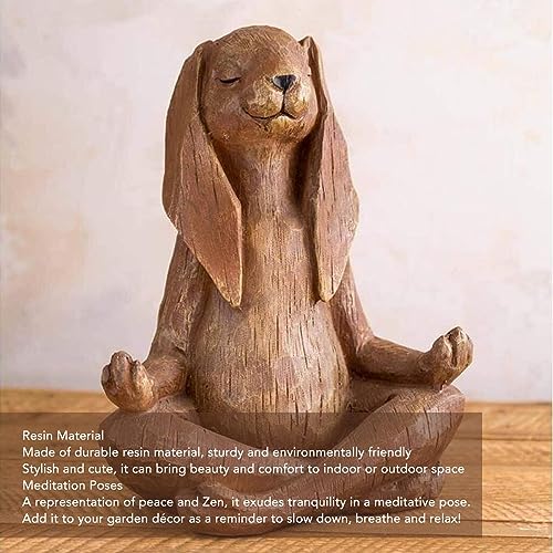 Escultura de conejo meditando de resina 4.7 pulg miniatura 5