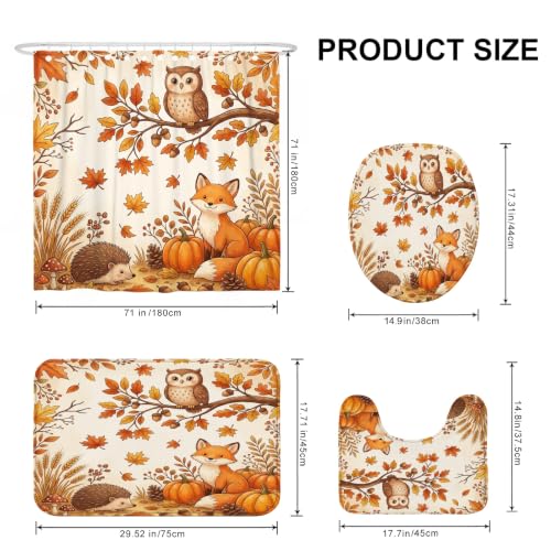 Rideau de douche imperméable anti-éclaboussures orange avec tapis