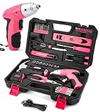 MLKTUULS Electric Screwdriver 58pc Tool Set, Cordless & Rechargeable 3.6V Small Power Screwdriver Home Tool Kit Set with Compact Hand Box, Pink