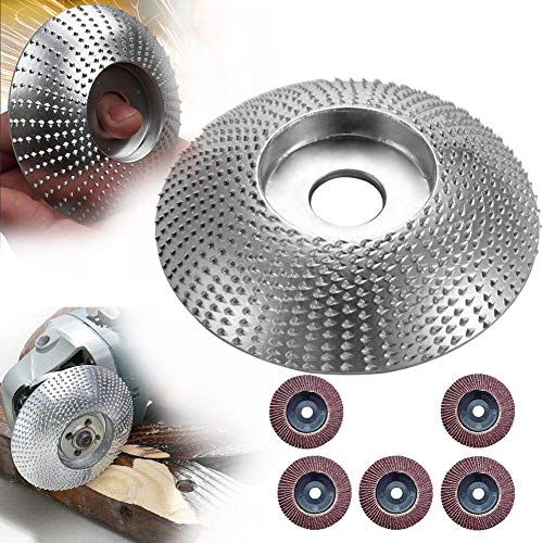 Angle Grinder Disc Wood Tungsten Carbide Grinding Wheel Carving Abrasive Disc with 5 Pieces Sanding Grinding Wheel, Grinder Shaping Disc for Sanding Carving Shaping Polishing Grinding