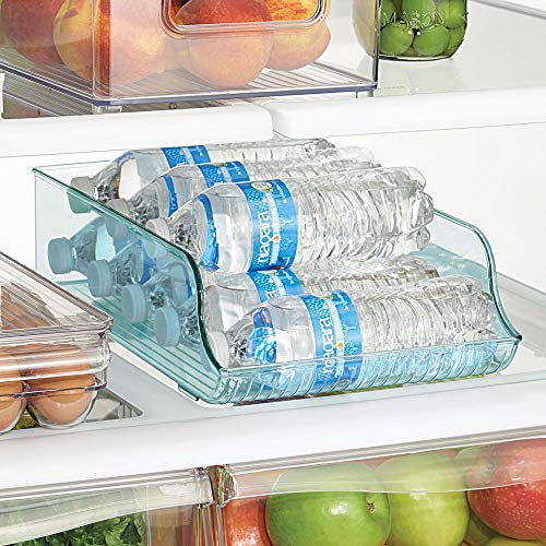 mDesign Wide Plastic Kitchen Water Bottle Storage Organizer Tray Rack