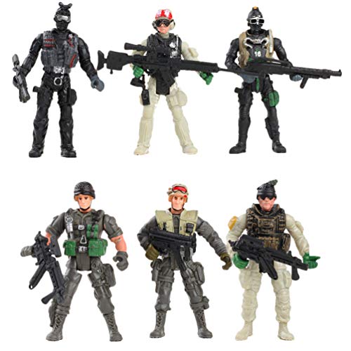 STOBOK Équipe de Combat des Forces Spéciales Et SWAT Soldats Jouets Figurines Portique avec Militaire Armes Accessoires pour Enfants Garçons 6 Pièces ( Aléatoire Type )