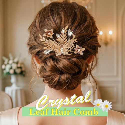 Accesorio de cabello dorado con pedrería para boda miniatura 3