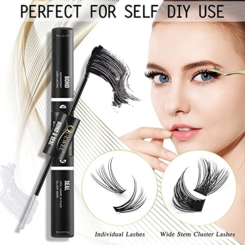 QUEWEL Wimpern Kleber und Schuzter für Einzelne Wimpern, Wimpern Einzeln Lash Bond und Seal DIY Wimpern Extensions Glue Schutzanstrich Wasserfest Schnellstrocknend 72 Stunden Halt