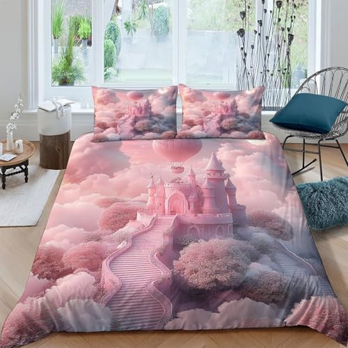 Fantasy cloudscape Funda Edredon Microfibra de poliéster Juego de 3 Piezas Diseño 3D con Cremallera Fantasía cloudscape diseño Funda de Edredón Incluye Funda de Almohada Suave for Adultos （140x200cm）