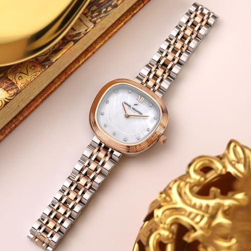 Image of Daniel Hechter Paris Collection Analog Watch for Women with Cushion Dial, Crystal Hour Markers, Roman Numeral at 12 o'Clock and Stainless Steel Strap - DHW2030