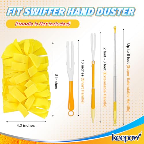 Image of KEEPOW Reusable Duster Refill Compatible with Swiffer Hand Duster, Heavy Duty Duster Refills, 360 Degree Dusters Refills for Cleaning, Fleece Refill Ceiling Fan, 4 Pack (Handle is Not Included)