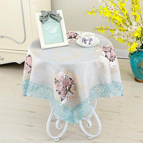 SAZDFY Crochet Nappe de Dentelle,Coffee Table Couverture Nappe brodée Indoor Très Jolie décoration pour Carré Imprimé Floral Coiffeuse Nappes-F 24 * 24in Cover