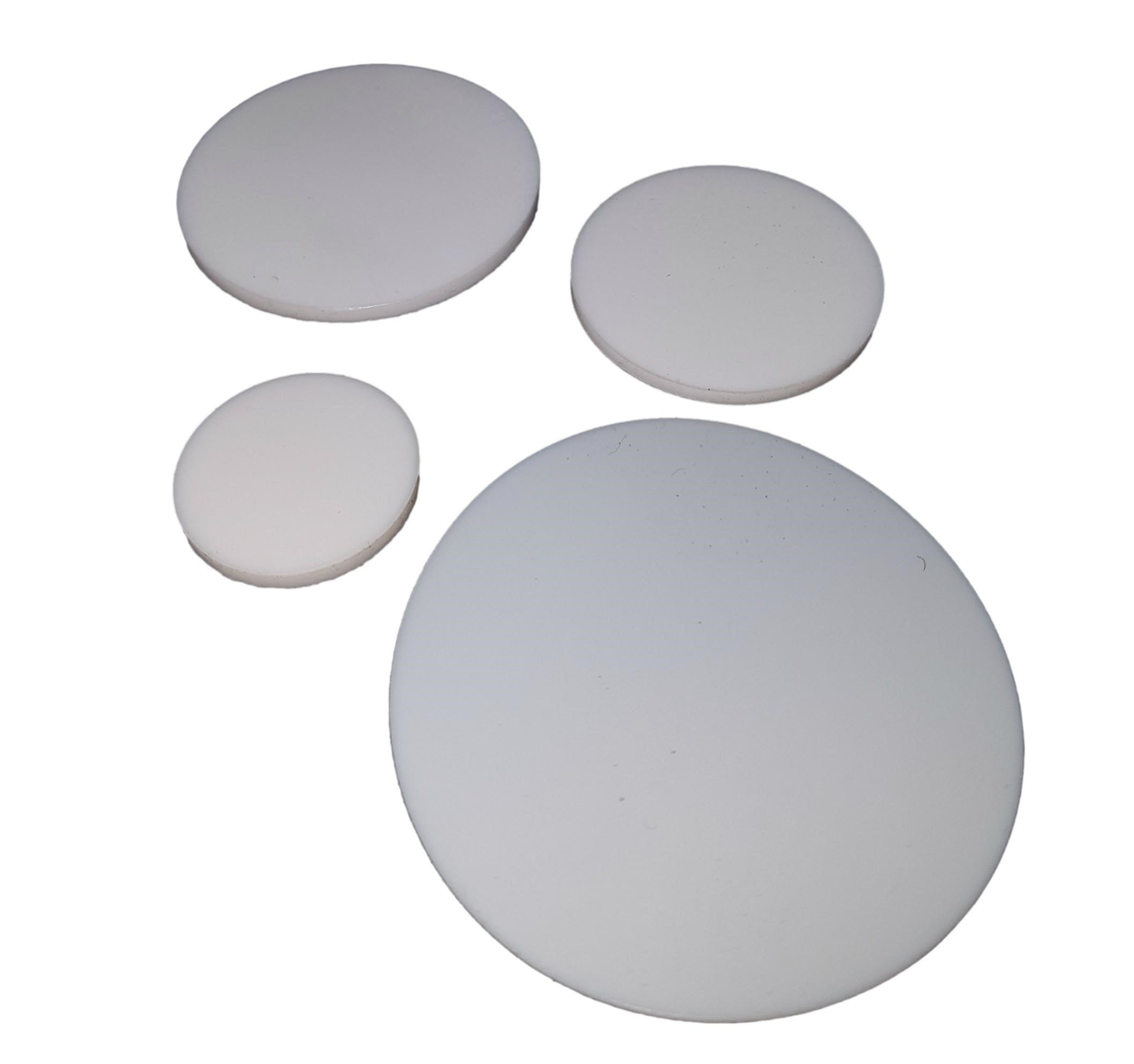Teflon PTFE Disc - Size; 1.0mm Thick - 28mm Outside Diameter