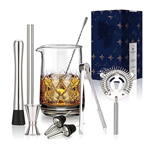 Set de 10 vasos mezcladores de cristal para cóctel de 750 ml