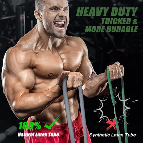 Image of WOQQW Heavy Resistance Bands for Working Out, 350lbs /450lbs Exercise Bands with Handles, Workout Bands Set for Men, Fitness Weight Bands for Muscle Strength Training,Stretching,Slim,Home Gym Equipment