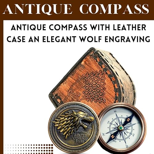Brújula de Bolsillo Vintage de Latón con Estuche de Cuero miniatura 2