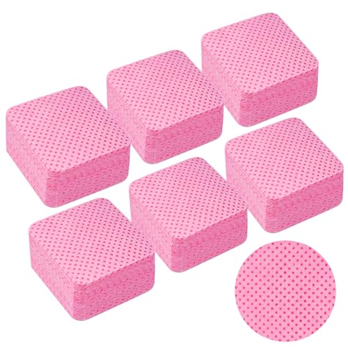 LAWALEISHE 300 Pcs Lint Free Wipes for Nails Nail Polish Remover Pads UV Gel Absorbent Remover Wipes for Clean DIY Nail Art (300pcs Pink)