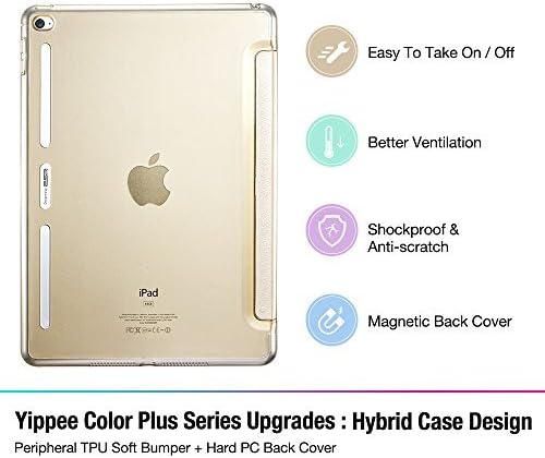 ESR Corner/Bumper Protection Smart Cover Case with Soft TPU Bumper and Auto Wake/Sleep Function for iPad Air 2/iPad 6, Champagne Gold