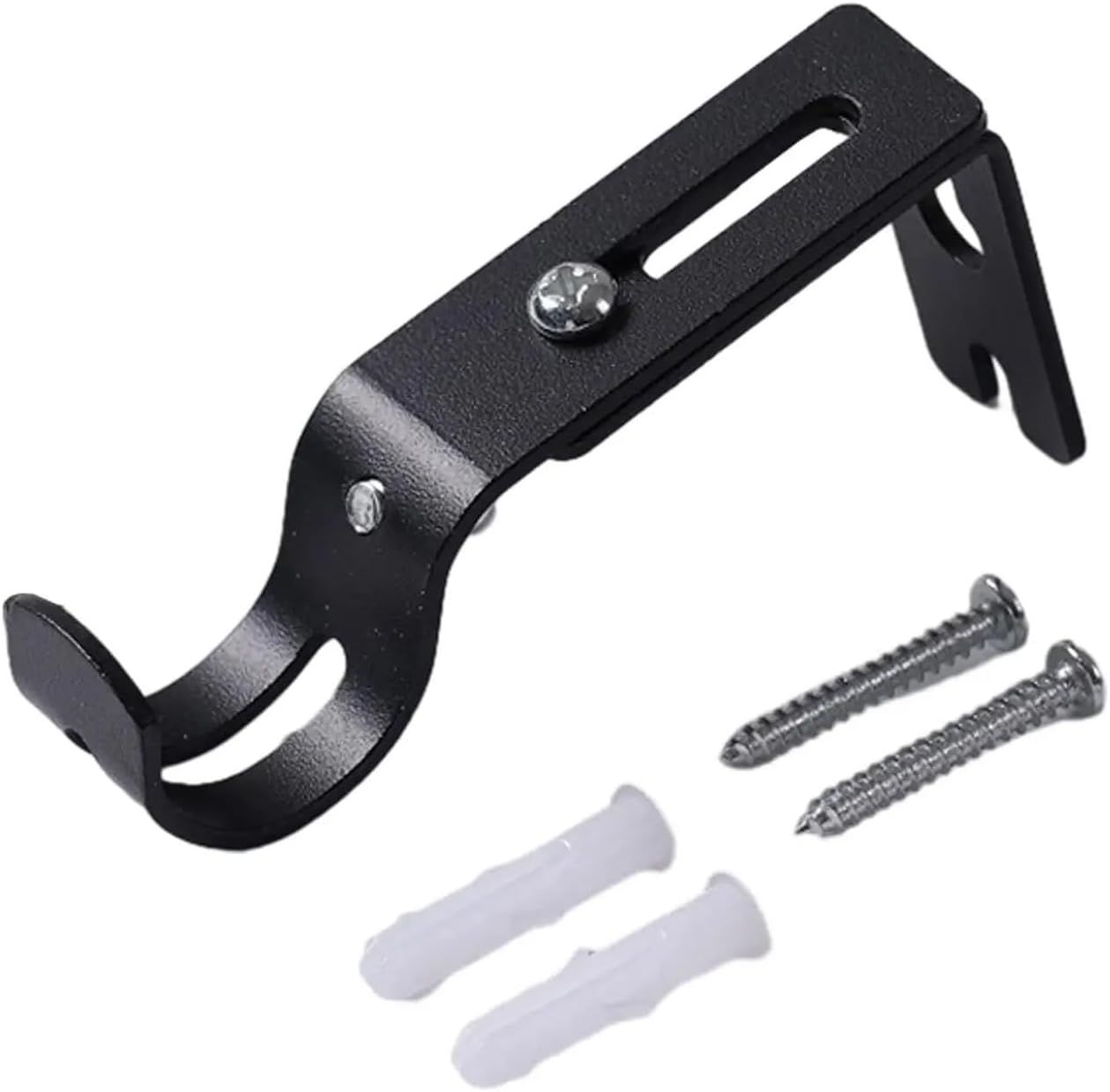 Curtain Rod Holders 2pcs Portable Single Bracket for 1inch Curtain Rod(Black)