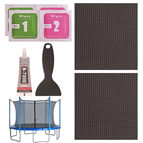Kit De Réparation Trampoline 6 Pièces - Patchs Autocollants (Rectangulaire, Carré, Rond) - Noir