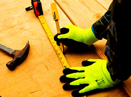 Image of G & F 1516 Premium High Visibility Work and Gardening Gloves for Men and Women, 12 Pairs Pack, MicroFoam Textured Coated Palm and Fingers, Size Small, Green