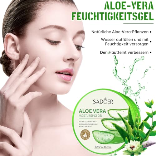 Aloe Vera Gel 300 ml, Natural Moisturising Cream for Sunburn Repair – Ansicht 4