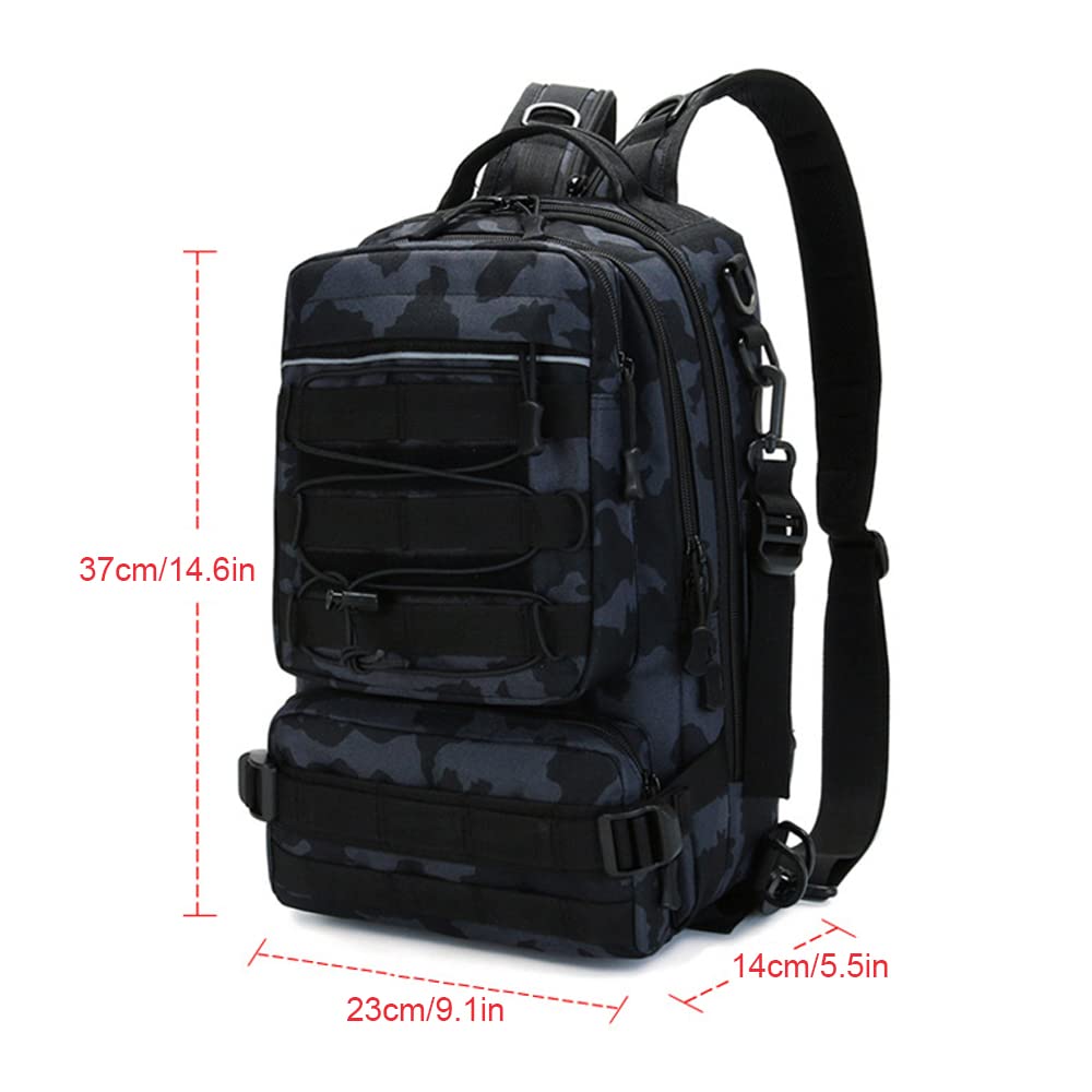 Wędkarstwo Tackle Plecak do przechowywania Torba na zewnątrz Plecak na ramię Wodoodporna torba na narzędzia wędkarskie Cross Body Sling Bag (Camouflage-1)